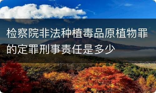 检察院非法种植毒品原植物罪的定罪刑事责任是多少