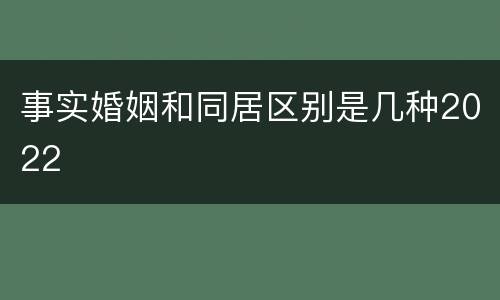 事实婚姻和同居区别是几种2022