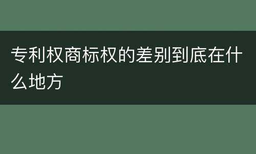 专利权商标权的差别到底在什么地方