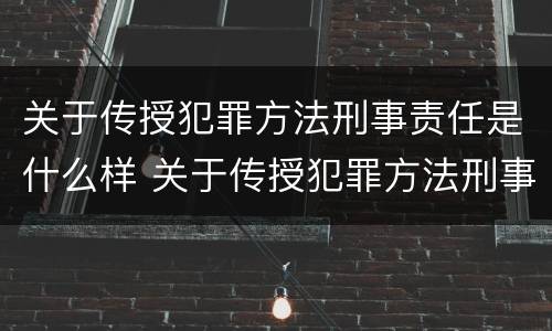 关于传授犯罪方法刑事责任是什么样 关于传授犯罪方法刑事责任是什么样的规定
