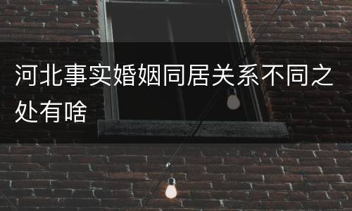 河北事实婚姻同居关系不同之处有啥