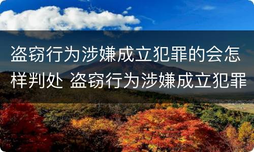 盗窃行为涉嫌成立犯罪的会怎样判处 盗窃行为涉嫌成立犯罪的会怎样判处呢