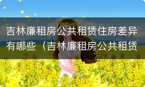 吉林廉租房公共租赁住房差异有哪些（吉林廉租房公共租赁住房差异有哪些方面）
