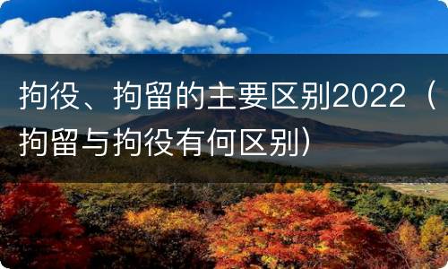 拘役、拘留的主要区别2022（拘留与拘役有何区别）