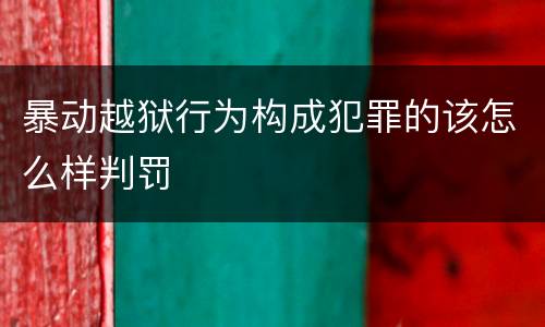 暴动越狱行为构成犯罪的该怎么样判罚