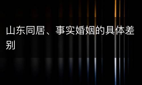山东同居、事实婚姻的具体差别