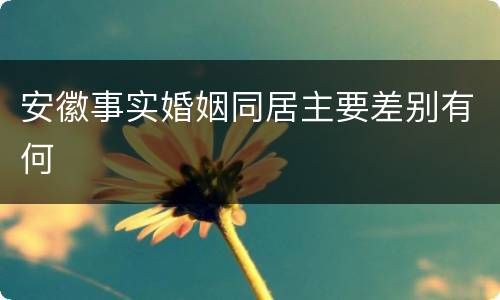 安徽事实婚姻同居主要差别有何