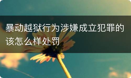 暴动越狱行为涉嫌成立犯罪的该怎么样处罚