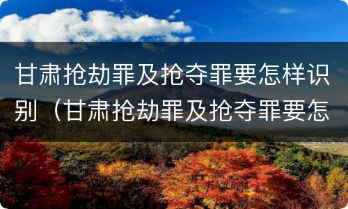 甘肃抢劫罪及抢夺罪要怎样识别（甘肃抢劫罪及抢夺罪要怎样识别案件）