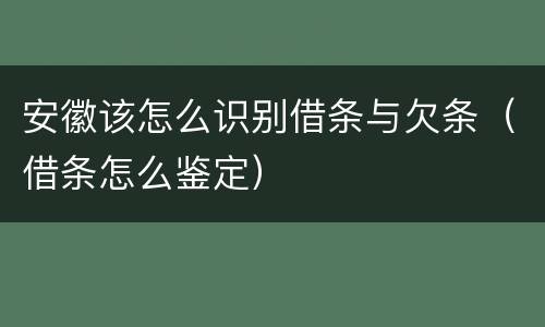 安徽该怎么识别借条与欠条（借条怎么鉴定）