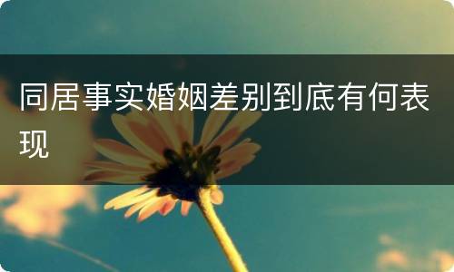 同居事实婚姻差别到底有何表现