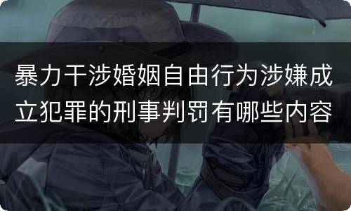 暴力干涉婚姻自由行为涉嫌成立犯罪的刑事判罚有哪些内容