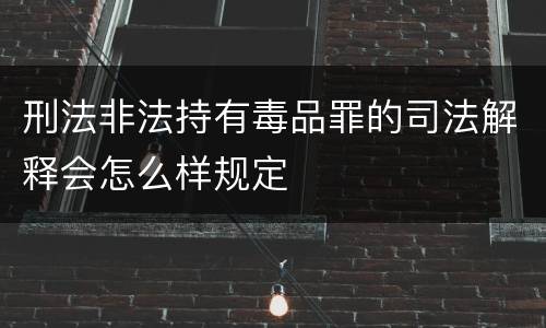 刑法非法持有毒品罪的司法解释会怎么样规定