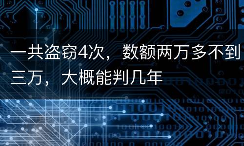 一共盗窃4次，数额两万多不到三万，大概能判几年