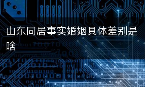 山东同居事实婚姻具体差别是啥