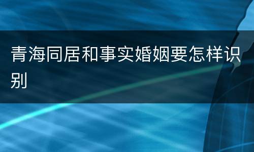 青海同居和事实婚姻要怎样识别