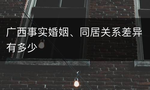 广西事实婚姻、同居关系差异有多少