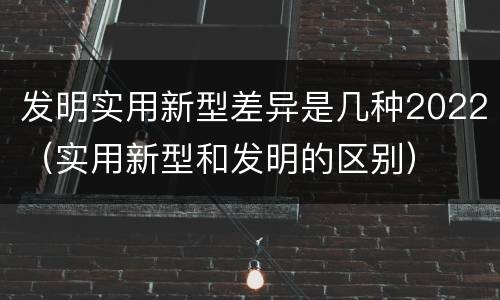 发明实用新型差异是几种2022（实用新型和发明的区别）
