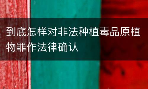 到底怎样对非法种植毒品原植物罪作法律确认