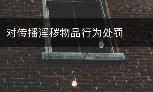 对传播淫秽物品行为处罚