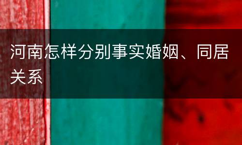 河南怎样分别事实婚姻、同居关系