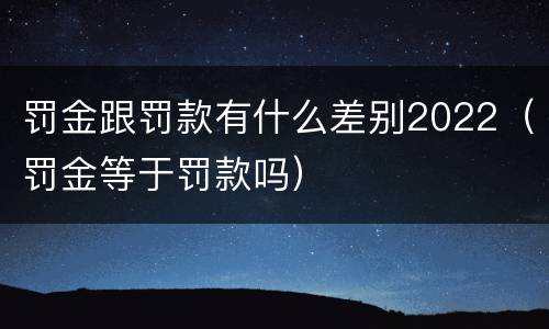 罚金跟罚款有什么差别2022（罚金等于罚款吗）