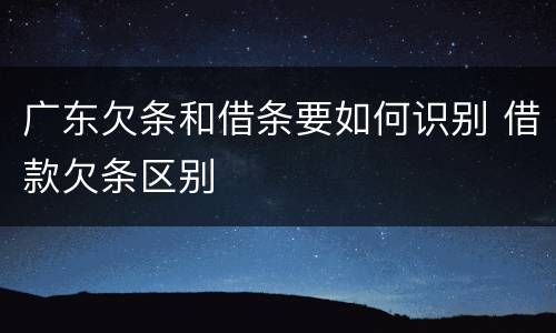 广东欠条和借条要如何识别 借款欠条区别