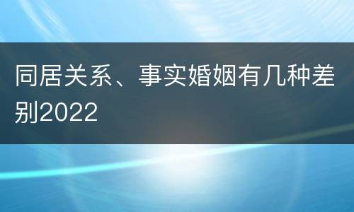 同居关系、事实婚姻有几种差别2022