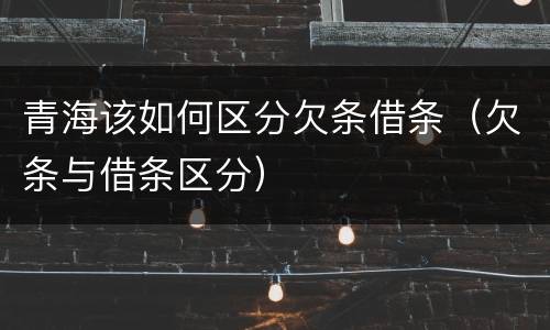青海该如何区分欠条借条（欠条与借条区分）