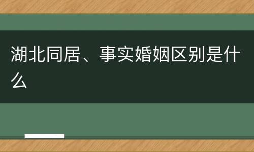 湖北同居、事实婚姻区别是什么