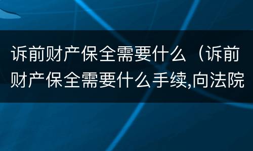 诉前财产保全需要什么（诉前财产保全需要什么手续,向法院提交什么资料?）