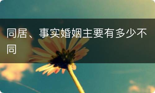 同居、事实婚姻主要有多少不同