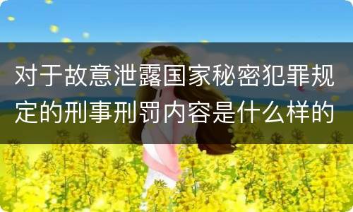 对于故意泄露国家秘密犯罪规定的刑事刑罚内容是什么样的