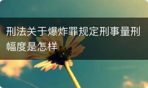 刑法关于爆炸罪规定刑事量刑幅度是怎样
