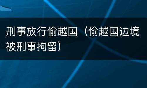 刑事放行偷越国（偷越国边境被刑事拘留）
