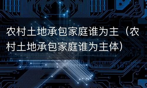 农村土地承包家庭谁为主（农村土地承包家庭谁为主体）