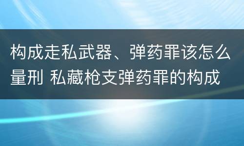 构成走私武器、弹药罪该怎么量刑 私藏枪支弹药罪的构成