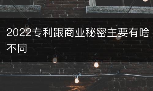 2022专利跟商业秘密主要有啥不同