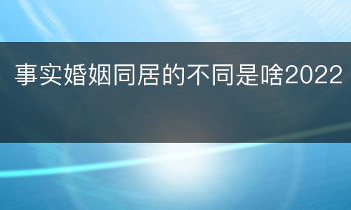 事实婚姻同居的不同是啥2022