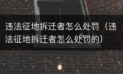 违法征地拆迁者怎么处罚（违法征地拆迁者怎么处罚的）