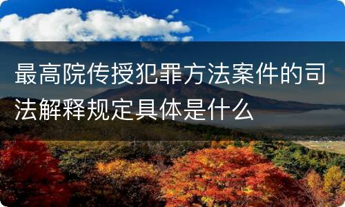 最高院传授犯罪方法案件的司法解释规定具体是什么