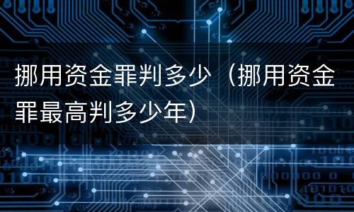 挪用资金罪判多少（挪用资金罪最高判多少年）