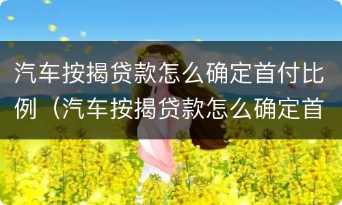 汽车按揭贷款怎么确定首付比例（汽车按揭贷款怎么确定首付比例呢）