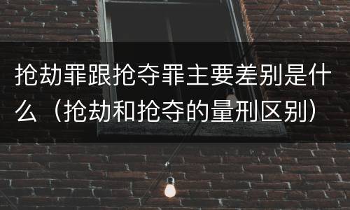 抢劫罪跟抢夺罪主要差别是什么（抢劫和抢夺的量刑区别）
