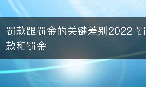 罚款跟罚金的关键差别2022 罚款和罚金