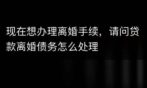 现在想办理离婚手续，请问贷款离婚债务怎么处理