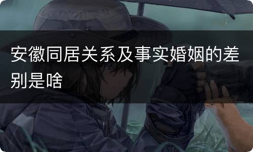 安徽同居关系及事实婚姻的差别是啥