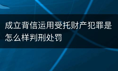 成立背信运用受托财产犯罪是怎么样判刑处罚