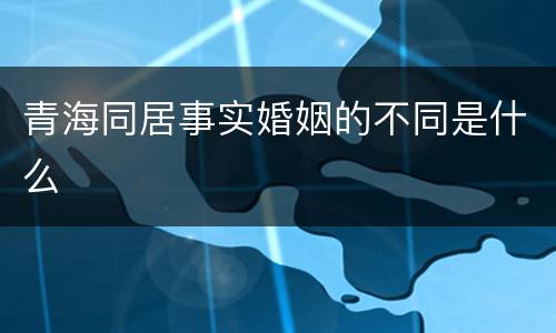 青海同居事实婚姻的不同是什么