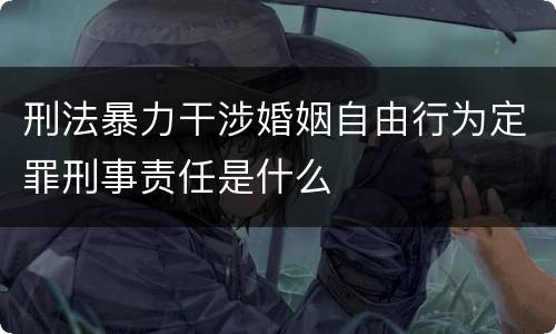 刑法暴力干涉婚姻自由行为定罪刑事责任是什么